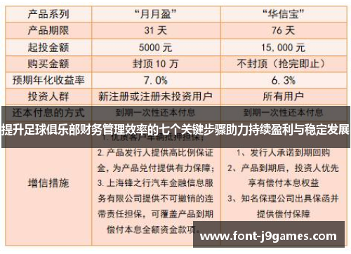 提升足球俱乐部财务管理效率的七个关键步骤助力持续盈利与稳定发展